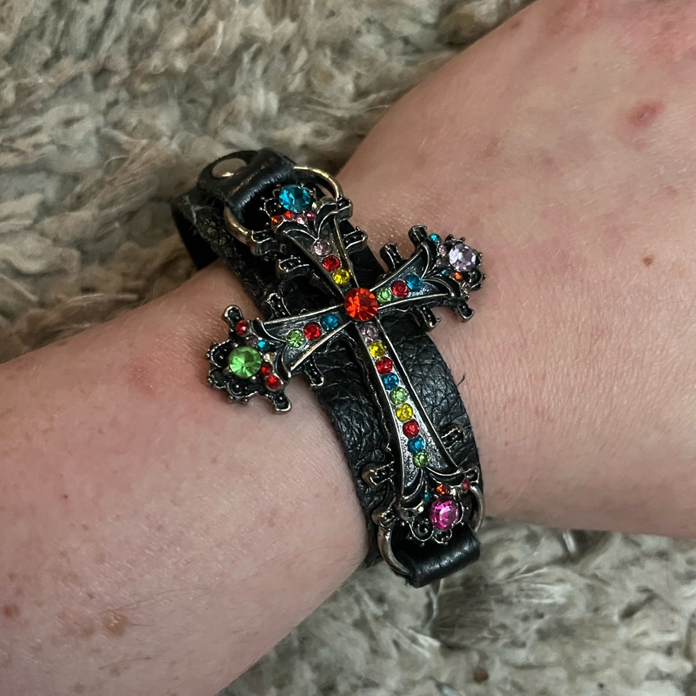 Rainbow Cross Bracelet